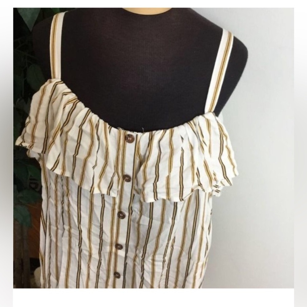 Maurices Striped Ruffle Button-Front Off-Shoulder Top NWT Size Small - Picture 2 of 12